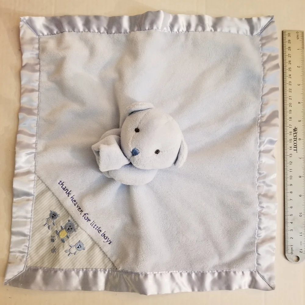 Blue Teddy Bear Security Blanket Lovey Stuffie Stuffed Animal Love Thank Heaven